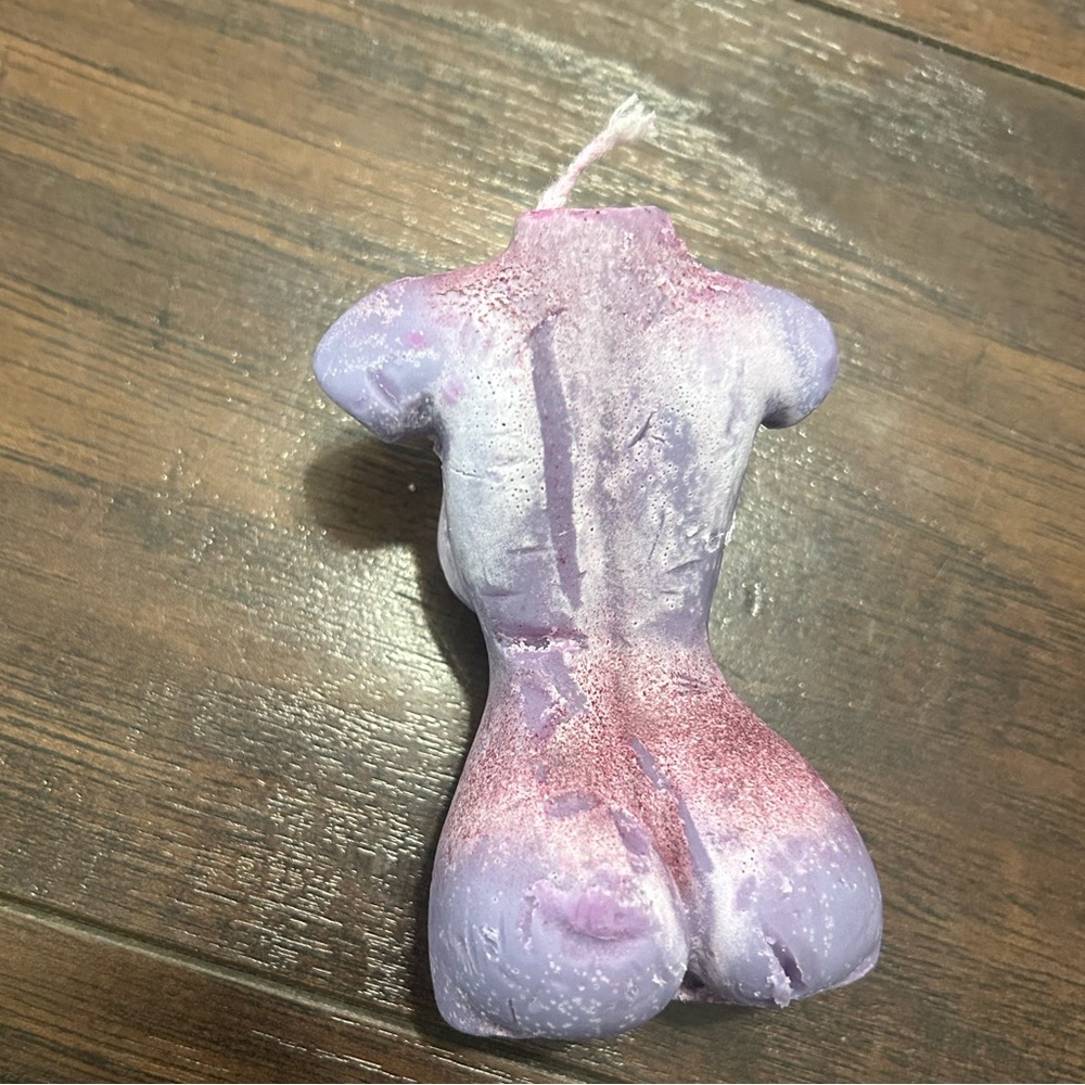 Handmade Female Figure Candle in Purple - Picture 3 of 4